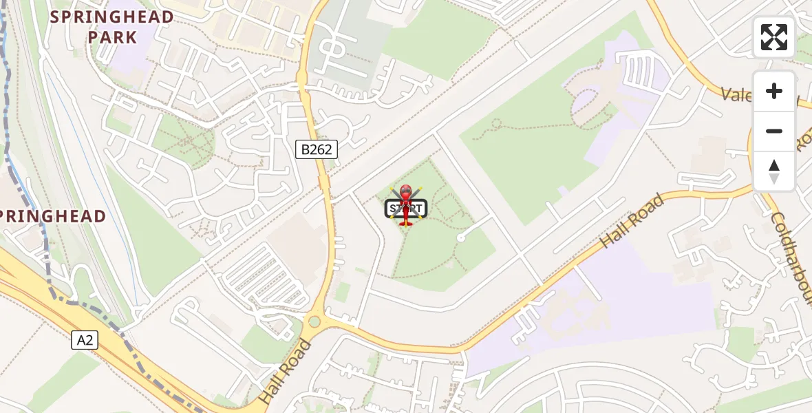 Flight route Air Ambulance Helicopter Northfleet - Northfleet, 07 August 2026, 10:49