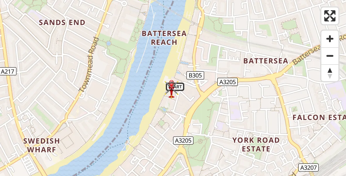 Flight route Air Ambulance Helicopter London Heliport - London Heliport, 07 August 2026, 11:42