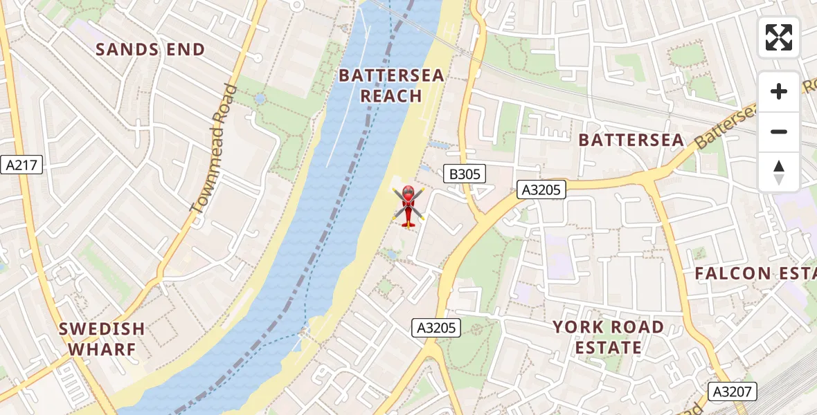 Flight route Air Ambulance Helicopter London Heliport - London Heliport, 07 August 2026, 11:44