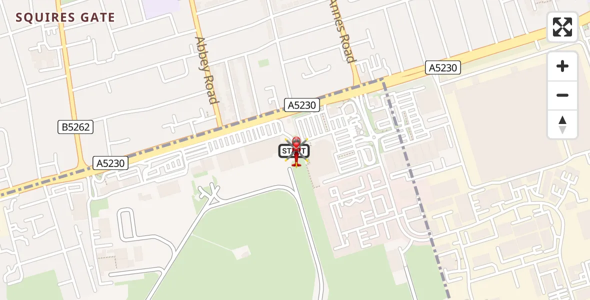Flight route Air Ambulance Helicopter Blackpool Airport - Blackpool Airport, 07 August 2026, 12:09