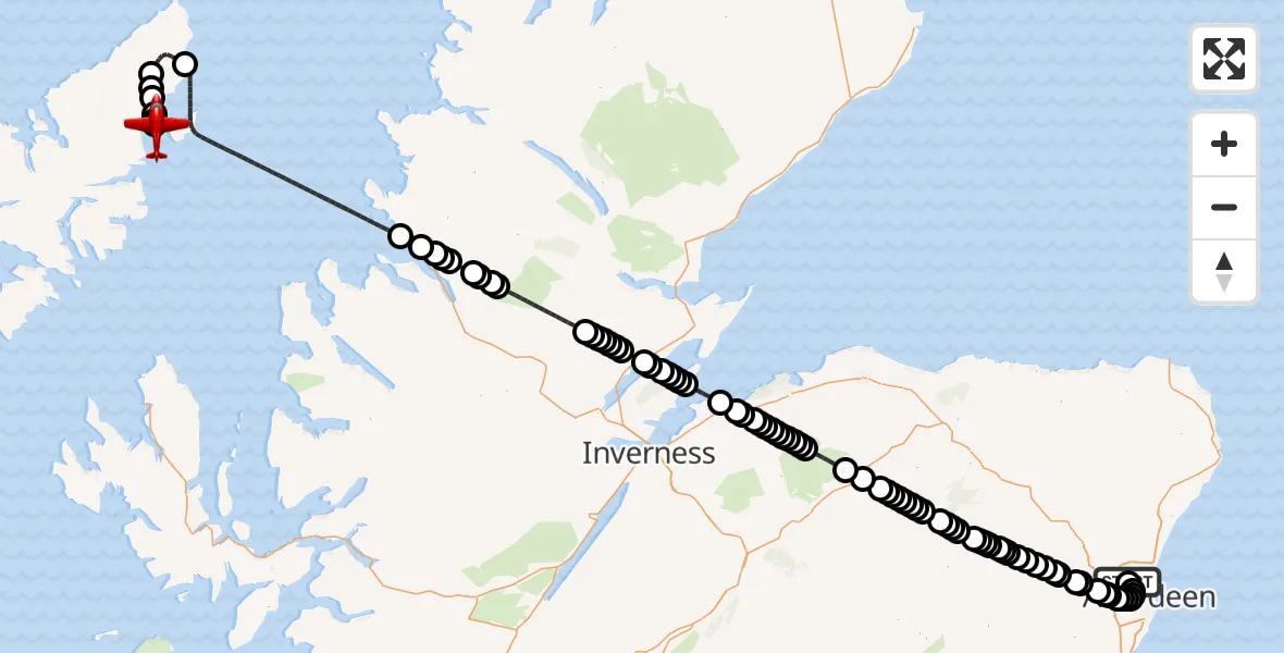 Flight route Air Ambulance Aircraft Aberdeen International Airport - Stornoway Airport, 07 August 2026, 12:17