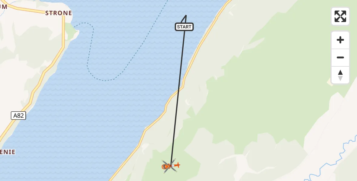 Flight route Coastguard Helicopter Loch Ness - Highland, 07 August 2026, 14:43
