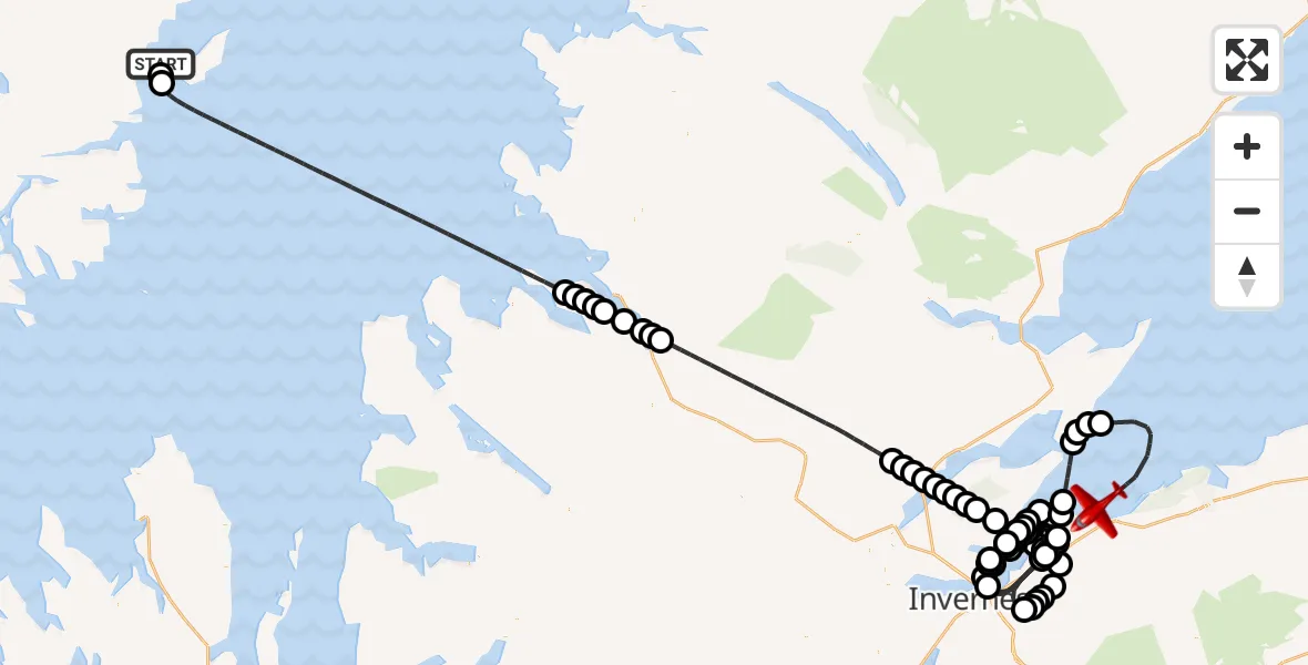 Flight route Air Ambulance Aircraft Stornoway Airport - North Sea, 07 August 2026, 15:13