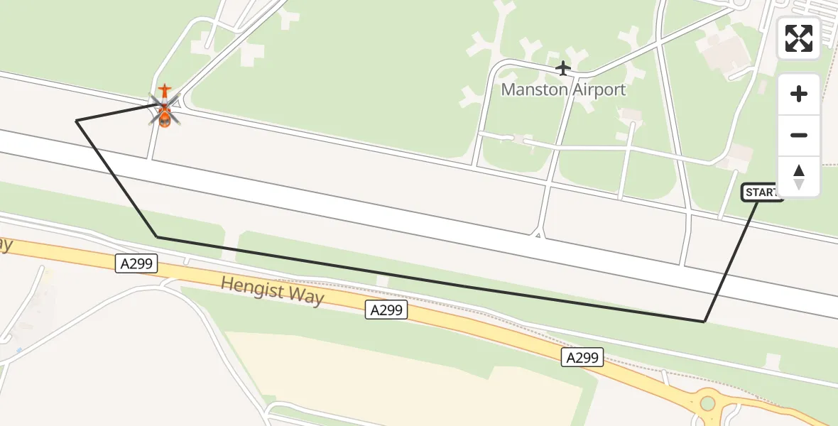Flight route Coastguard Helicopter Manston Airport - Manston Airport, 07 August 2026, 15:50