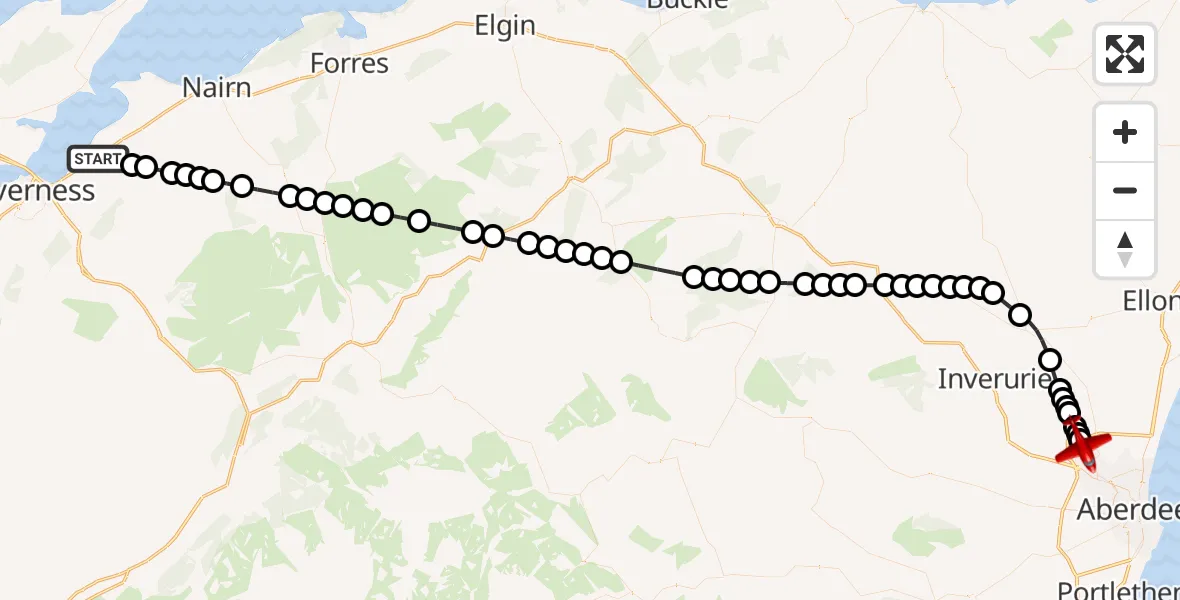Flight route Air Ambulance Aircraft Inverness - Dyce, 07 August 2026, 17:27