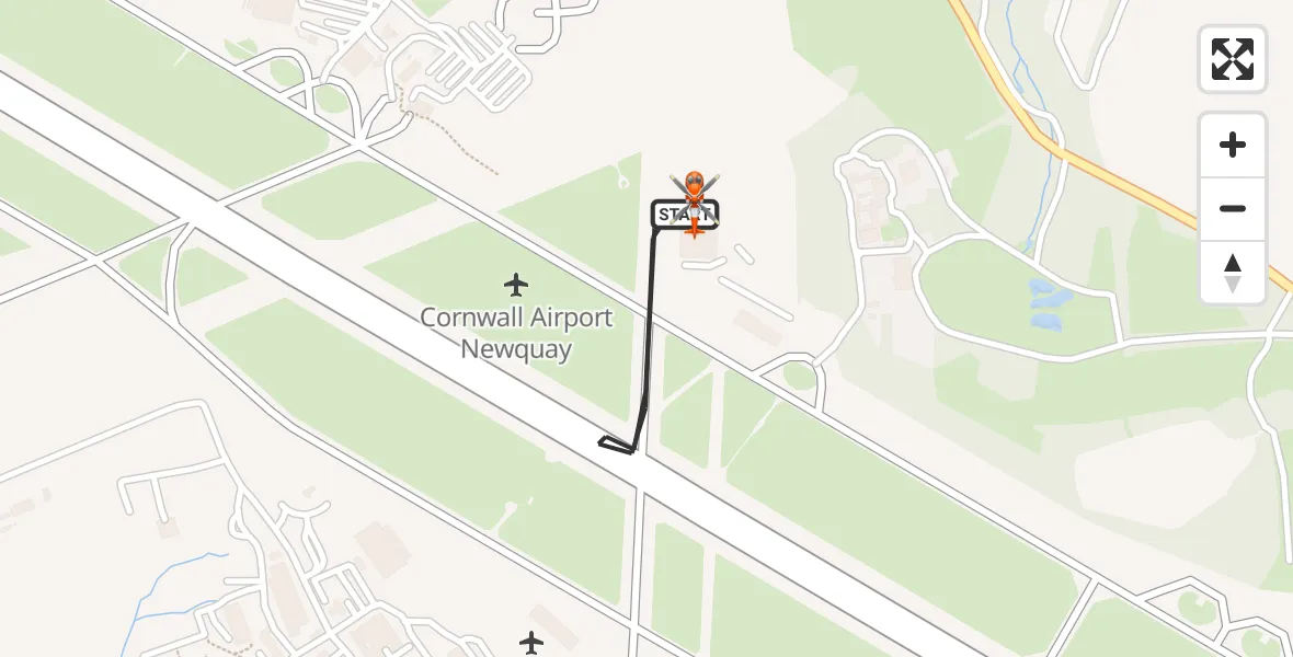 Flight route Coastguard Helicopter Cornwall Airport Newquay - Cornwall Airport Newquay, 07 August 2026, 19:09