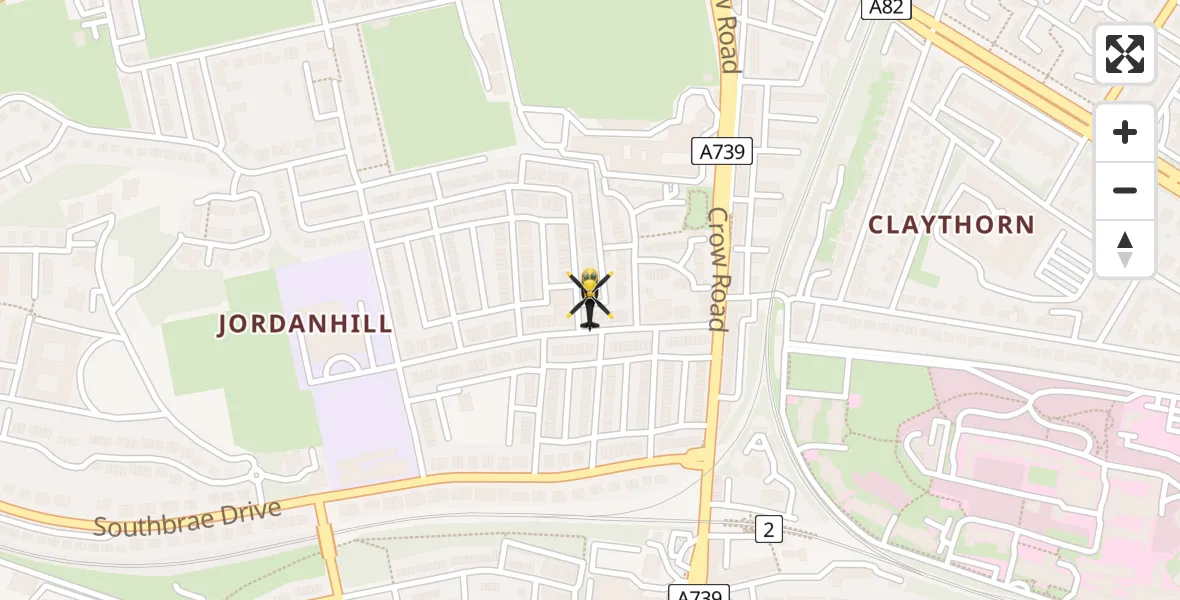 Flight route Police Helicopter Glasgow - Glasgow, 07 August 2026, 21:49