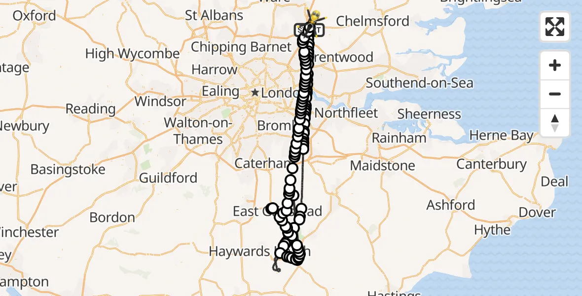 Flight route Police Helicopter North Weald Airfield - North Weald Airfield, 08 August 2026, 00:51