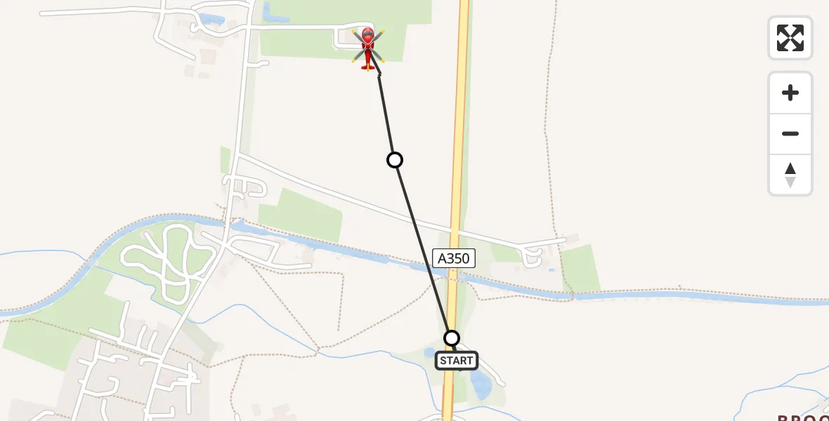Flight route Air Ambulance Helicopter Semington - Melksham, 08 August 2026, 06:47