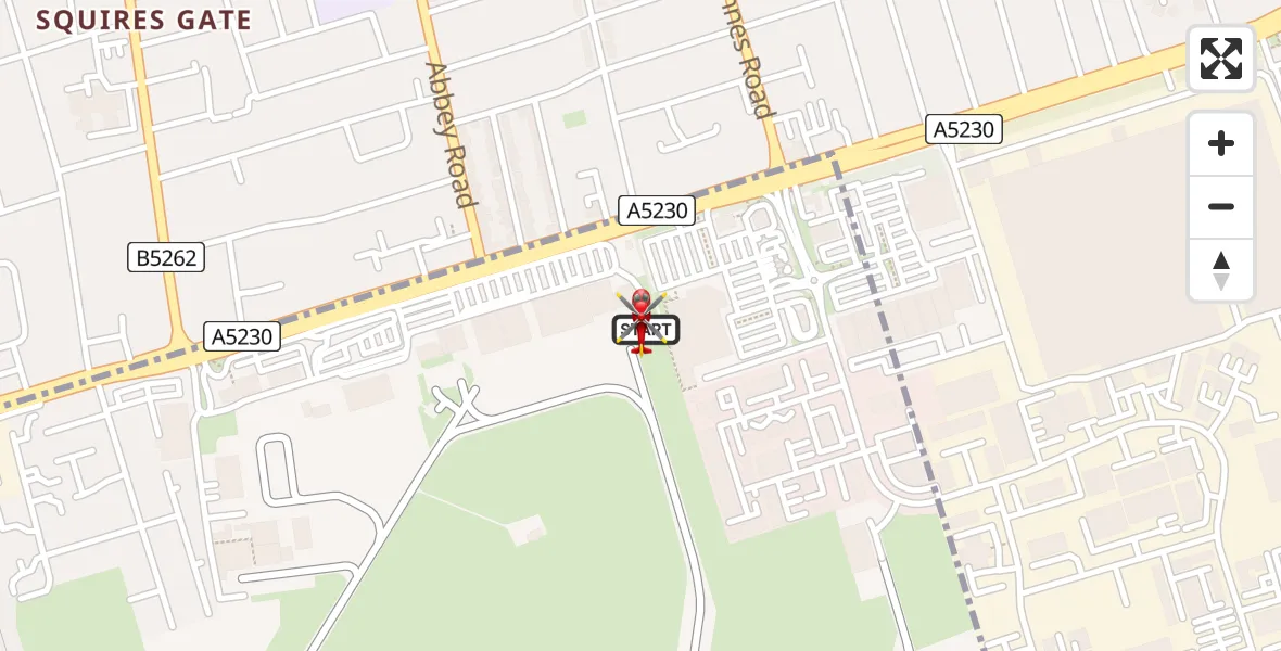 Flight route Air Ambulance Helicopter Blackpool Airport - Blackpool Airport, 08 August 2026, 07:48