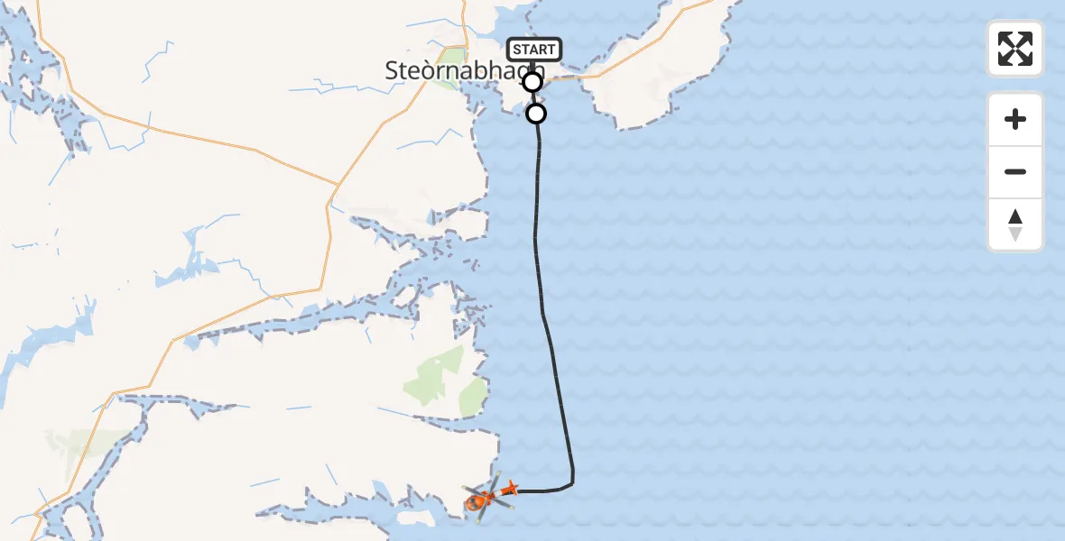 Flight route Coastguard Helicopter Stornoway Airport - Inner Seas, 08 August 2026, 08:21