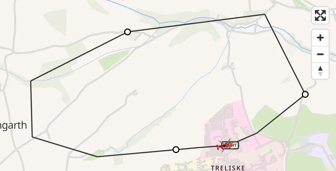 Flight route Air Ambulance Helicopter Treliske Hospital - Treliske Hospital, 08 August 2026, 08:33