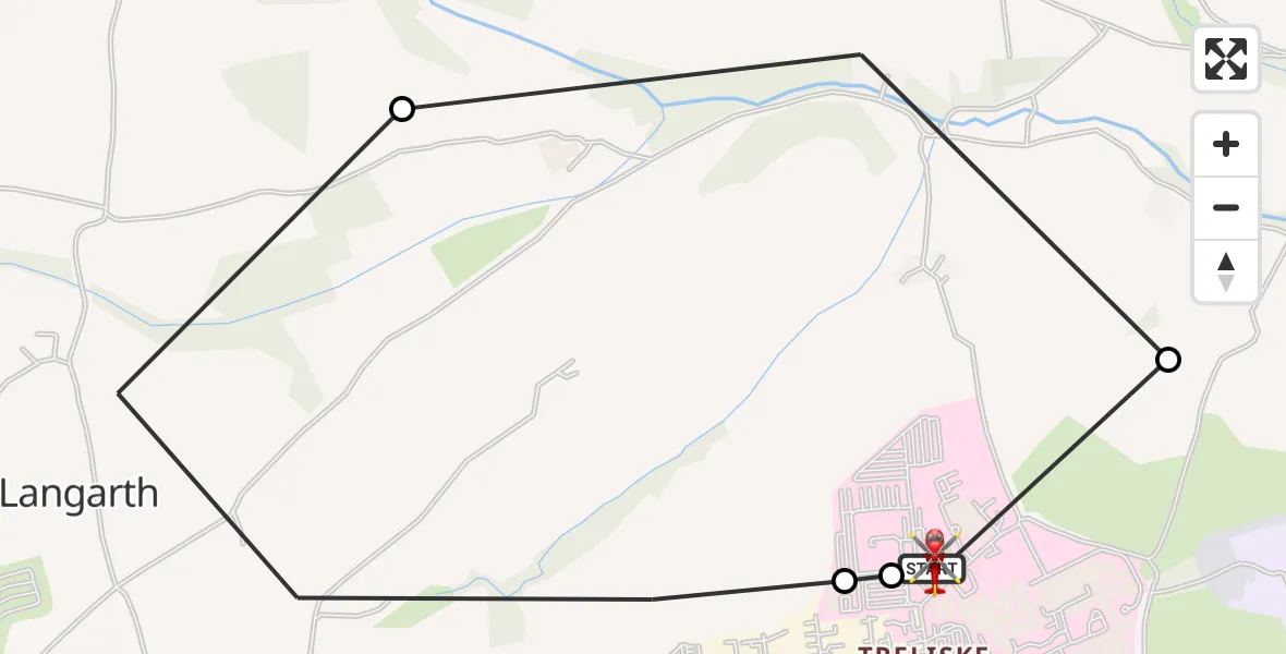 Flight route Air Ambulance Helicopter Treliske Hospital - Treliske Hospital, 08 August 2026, 08:38