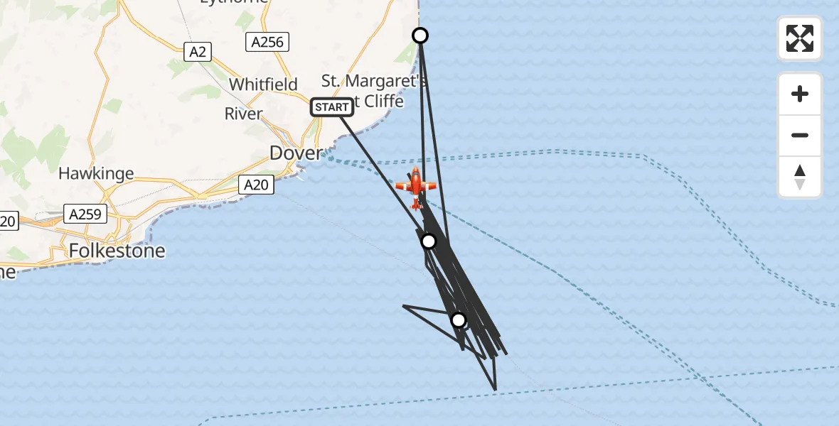 Flight route Coastguard Drone Dover - English Channel, 08 August 2026, 08:41