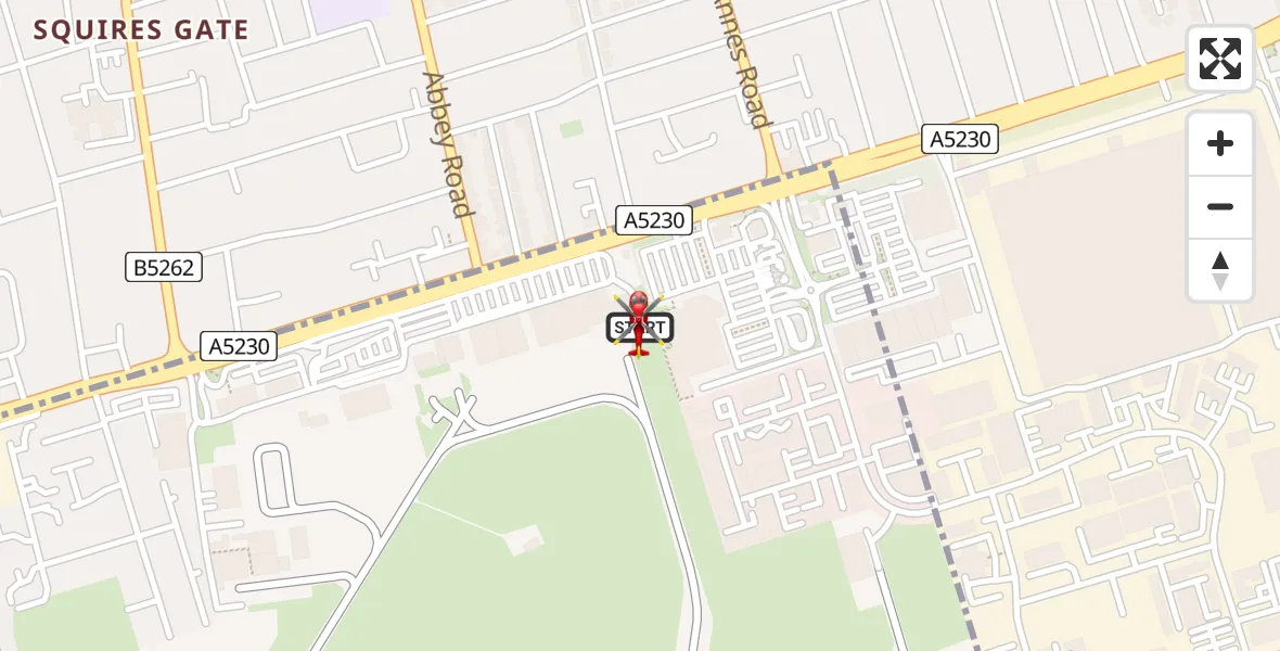Flight route Air Ambulance Helicopter Blackpool Airport - Blackpool Airport, 08 August 2026, 08:51