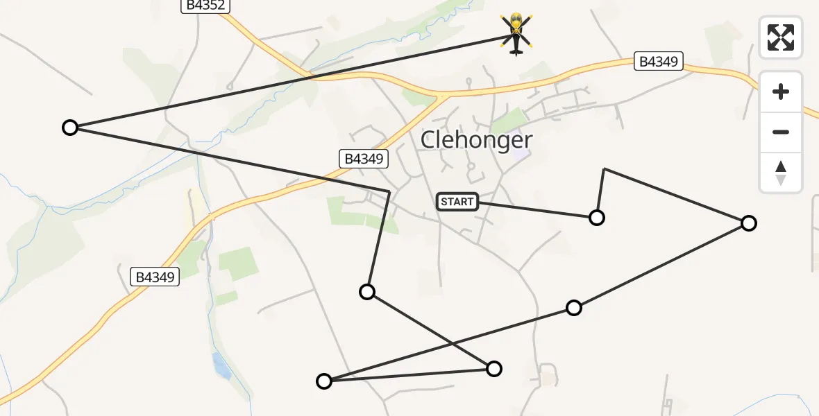 Flight route Police Helicopter Clehonger - Clehonger, 08 August 2026, 10:51