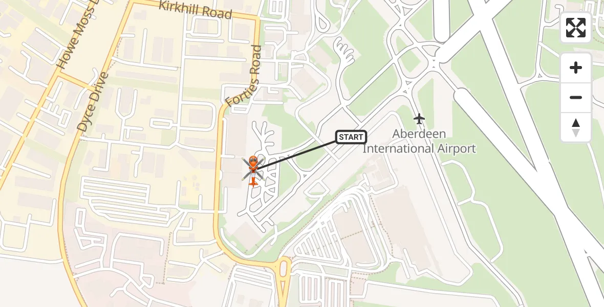 Flight route Coastguard Helicopter Aberdeen International Airport - Aberdeen International Airport, 08 August 2026, 11:17