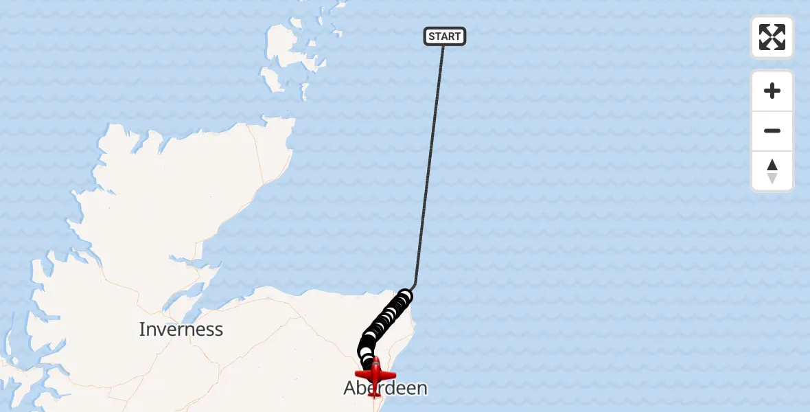 Flight route Air Ambulance Aircraft North Sea - Aberdeen International Airport, 08 August 2026, 12:20