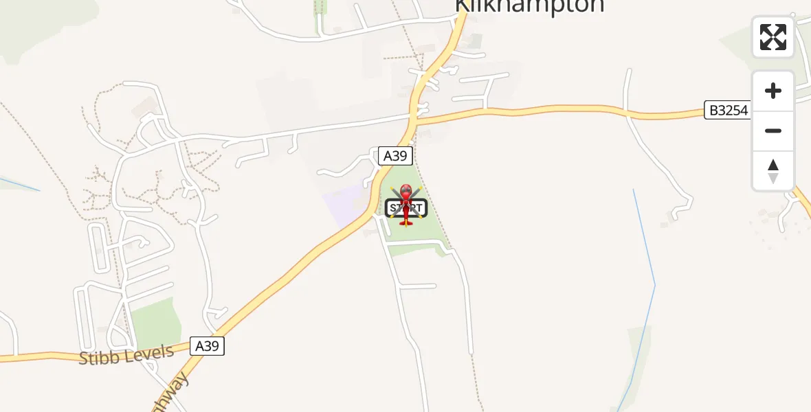 Flight route Air Ambulance Helicopter Kilkhampton - Kilkhampton, 08 August 2026, 13:15