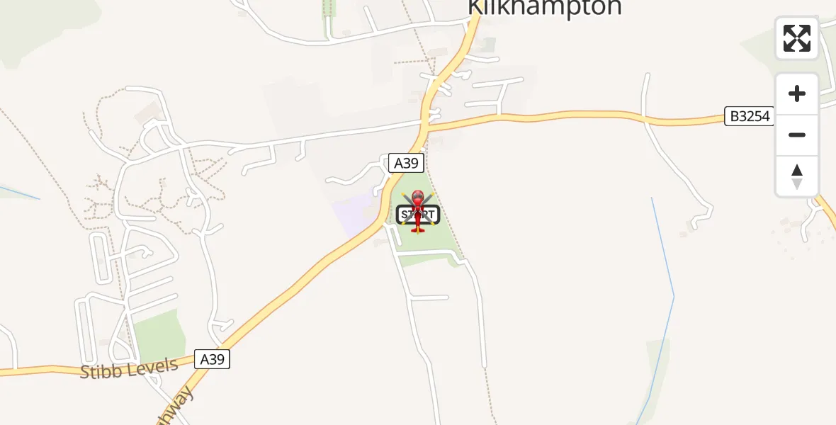Flight route Air Ambulance Helicopter Kilkhampton - Kilkhampton, 08 August 2026, 13:24