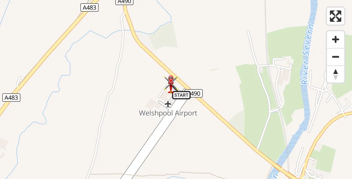 Flight route Air Ambulance Helicopter Welshpool Airport - Welshpool Airport, 08 August 2026, 13:44