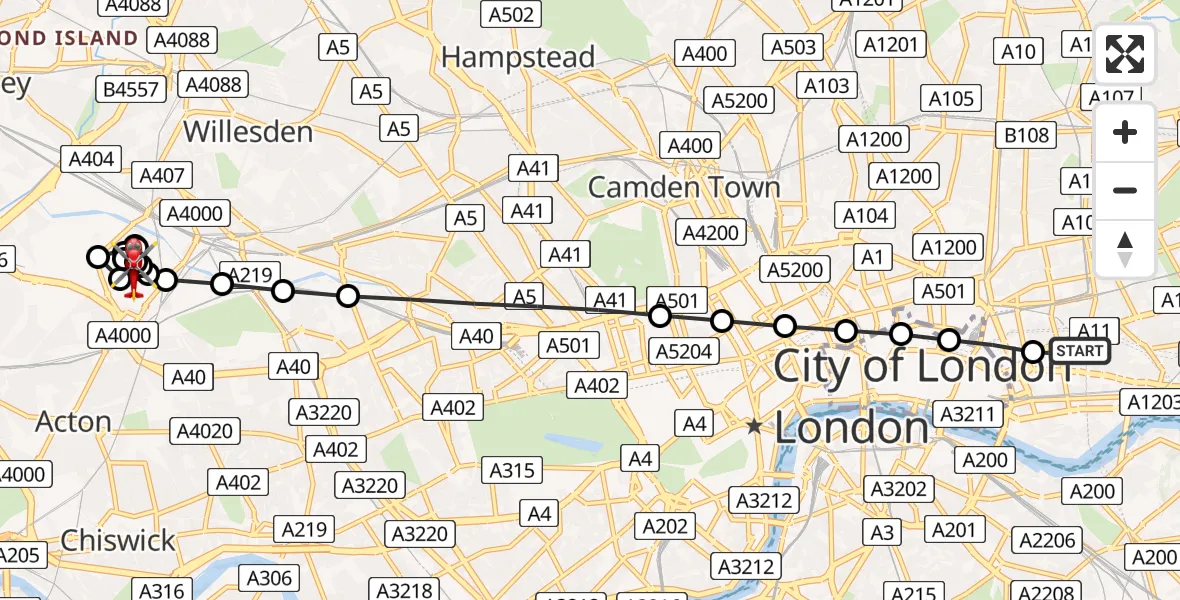 Flight route Air Ambulance Helicopter Royal London Hospital - Twyford, 08 August 2026, 15:09