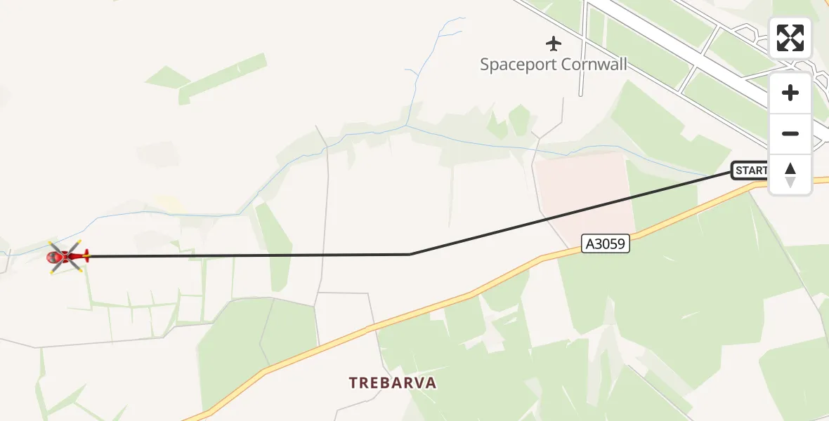 Flight route Air Ambulance Helicopter Cornwall Airport Newquay - Newquay, 08 August 2026, 15:23