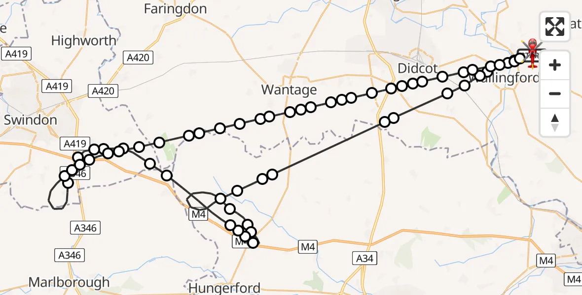 Flight route Air Ambulance Helicopter RAF Benson - RAF Benson, 08 August 2026, 16:12