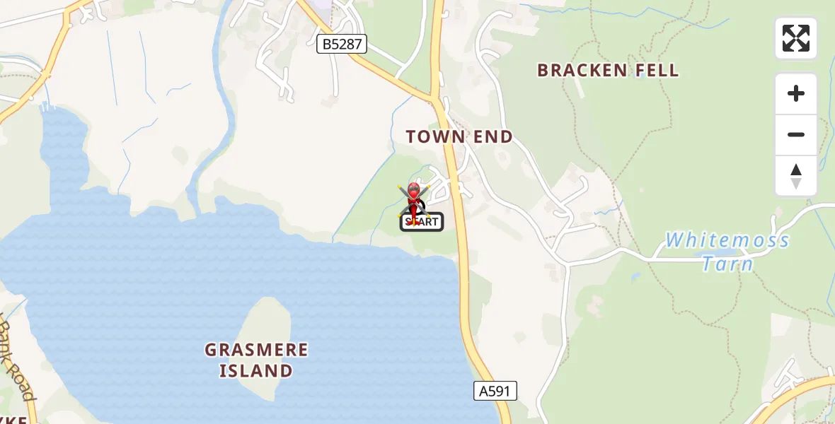Flight route Air Ambulance Helicopter Grasmere - Rydal, 08 August 2026, 17:23
