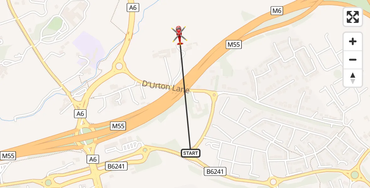 Flight route Air Ambulance Helicopter Broughton - Broughton, 08 August 2026, 18:50