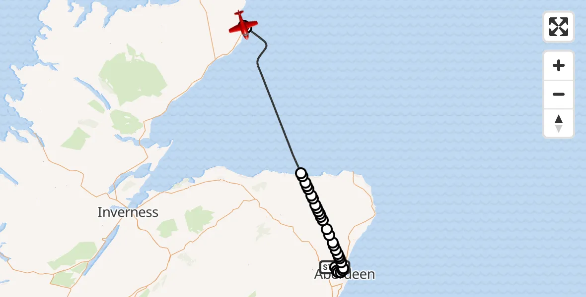 Flight route Air Ambulance Aircraft Aberdeen International Airport - Wick John O'Groats Airport, 08 August 2026, 21:39
