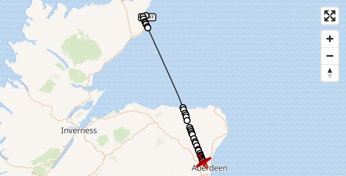 Flight route Air Ambulance Aircraft Wick - Aberdeen International Airport, 08 August 2026, 22:28