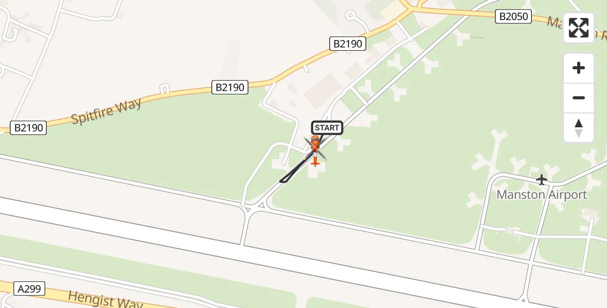 Flight route Coastguard Helicopter Manston Airport - Manston Airport, 09 August 2026, 00:56