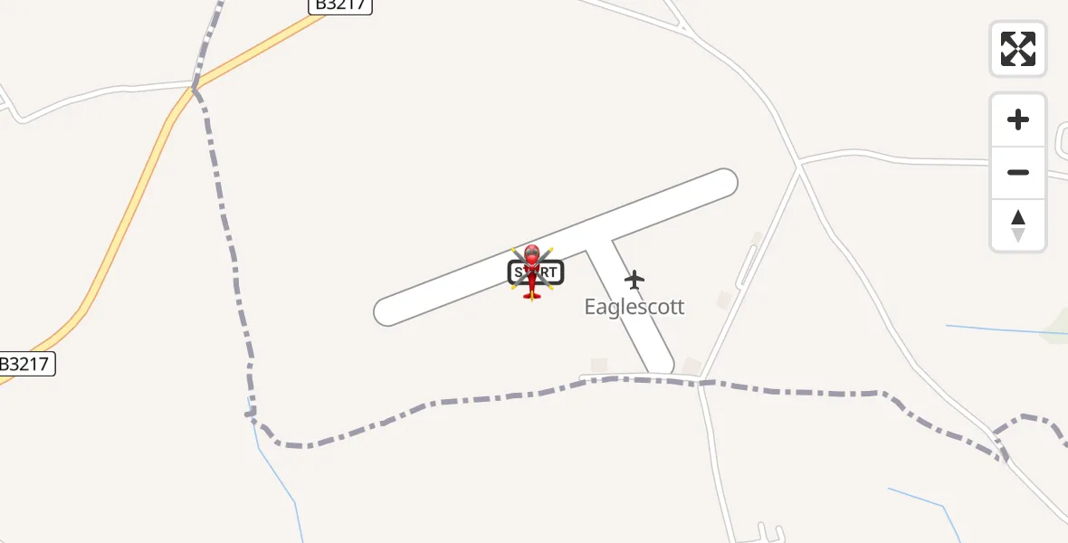 Flight route Air Ambulance Helicopter Eaglescott Airfield - Eaglescott Airfield, 09 August 2026, 08:22