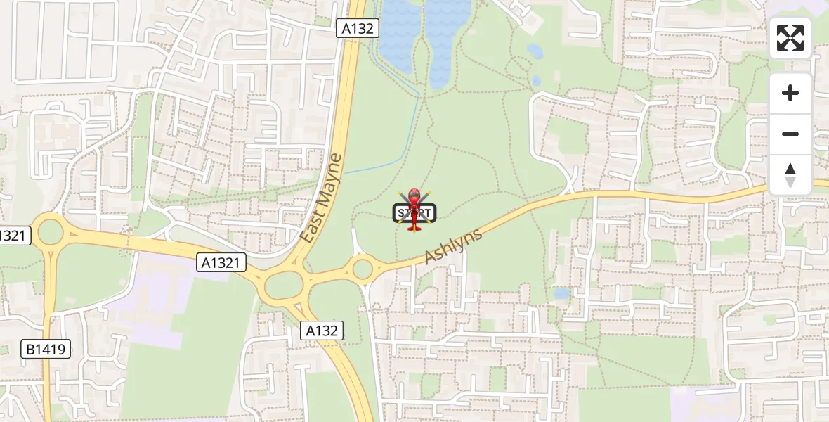 Flight route Air Ambulance Helicopter Basildon - Basildon, 09 August 2026, 08:56