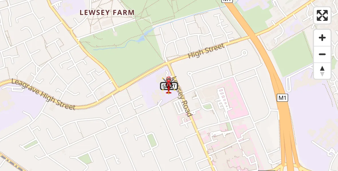 Flight route Air Ambulance Helicopter Luton & Dunstable - Leagrave, 09 August 2026, 09:37