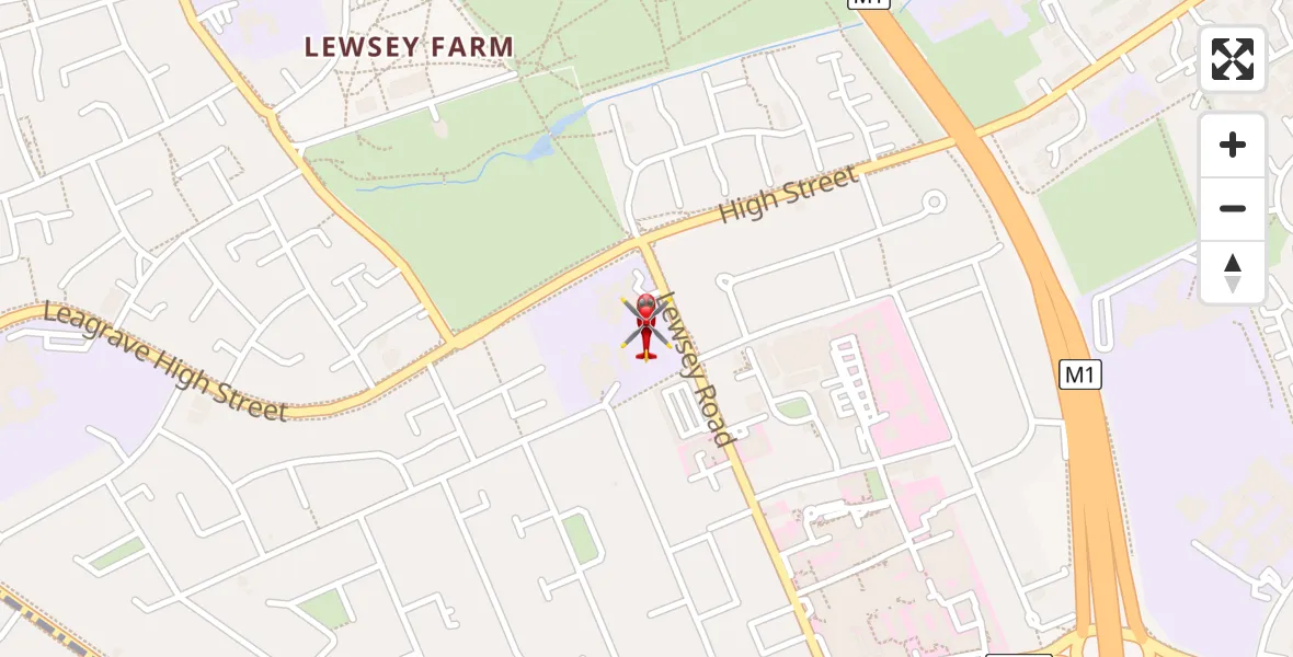 Flight route Air Ambulance Helicopter Luton & Dunstable - Luton & Dunstable, 09 August 2026, 09:43