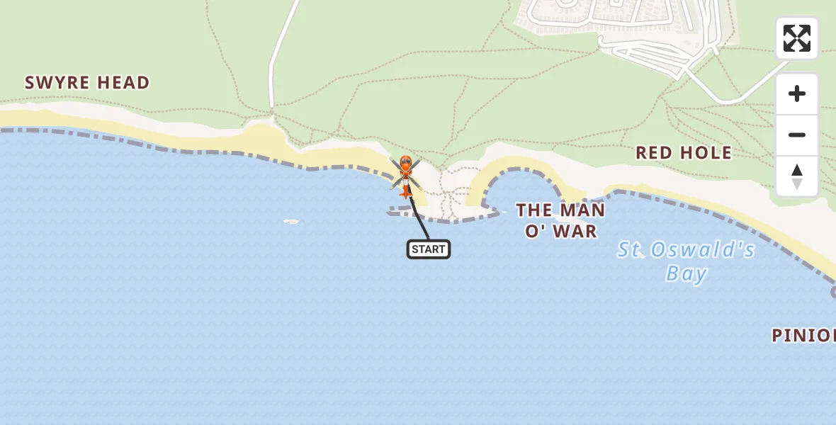 Flight route Coastguard Helicopter West Lulworth - West Lulworth, 09 August 2026, 12:34