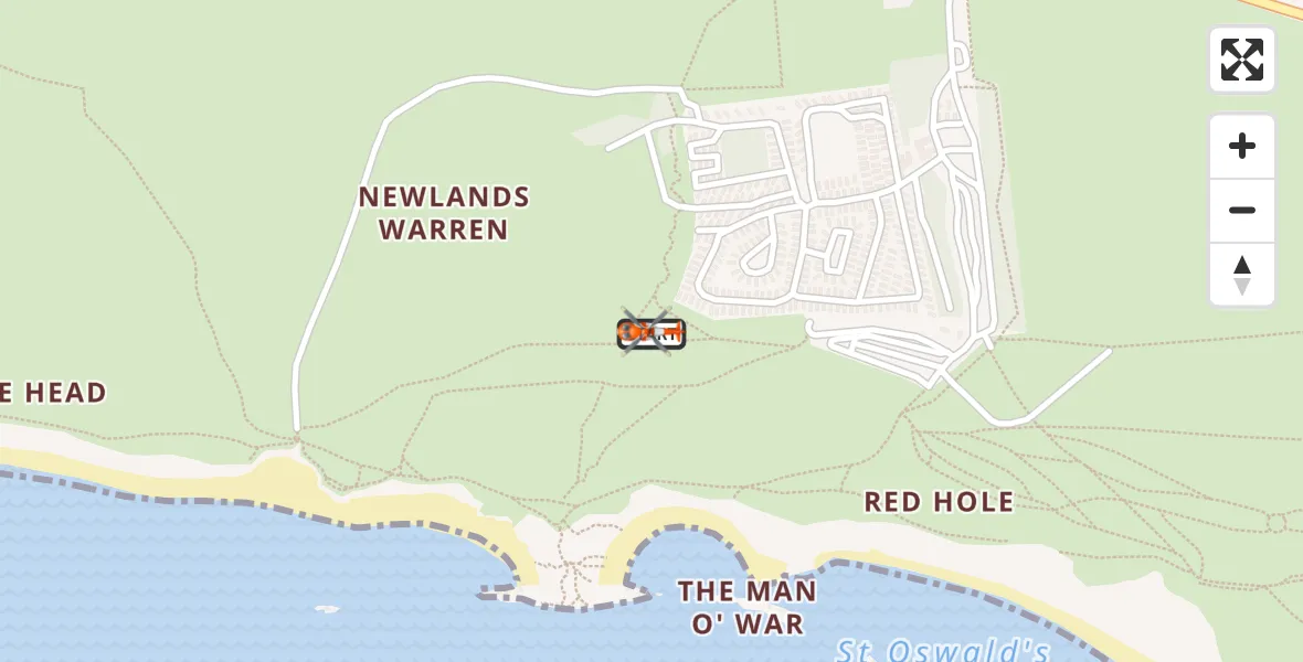 Flight route Coastguard Helicopter West Lulworth - West Lulworth, 09 August 2026, 13:02