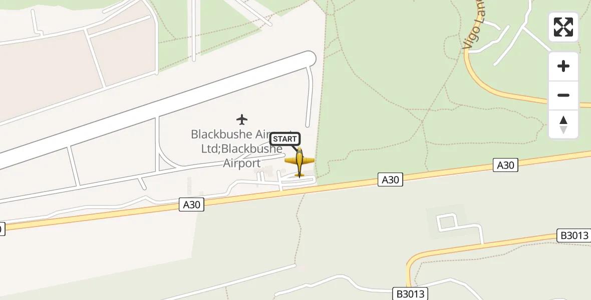 Flight route Police Aircraft Blackbushe Airport - Blackbushe Airport, 09 August 2026, 14:16