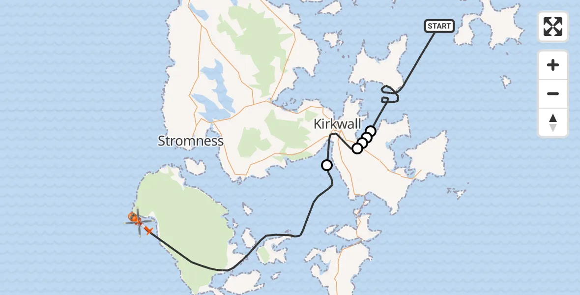 Flight route Coastguard Helicopter North Atlantic Ocean - North Atlantic Ocean, 09 August 2026, 14:31