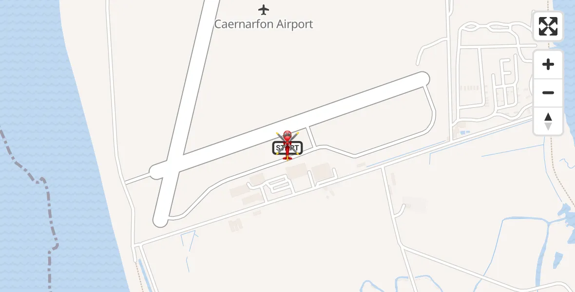Flight route Air Ambulance Helicopter Caernarfon Airport - Caernarfon Airport, 09 August 2026, 15:18