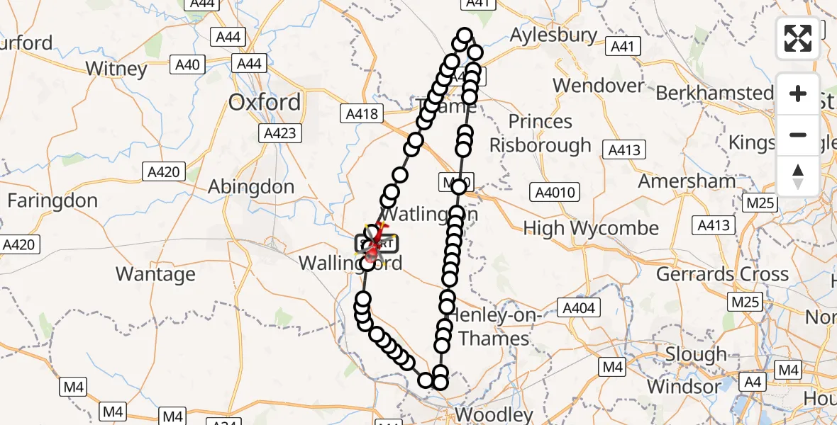 Flight route Air Ambulance Helicopter RAF Benson - RAF Benson, 09 August 2026, 16:51