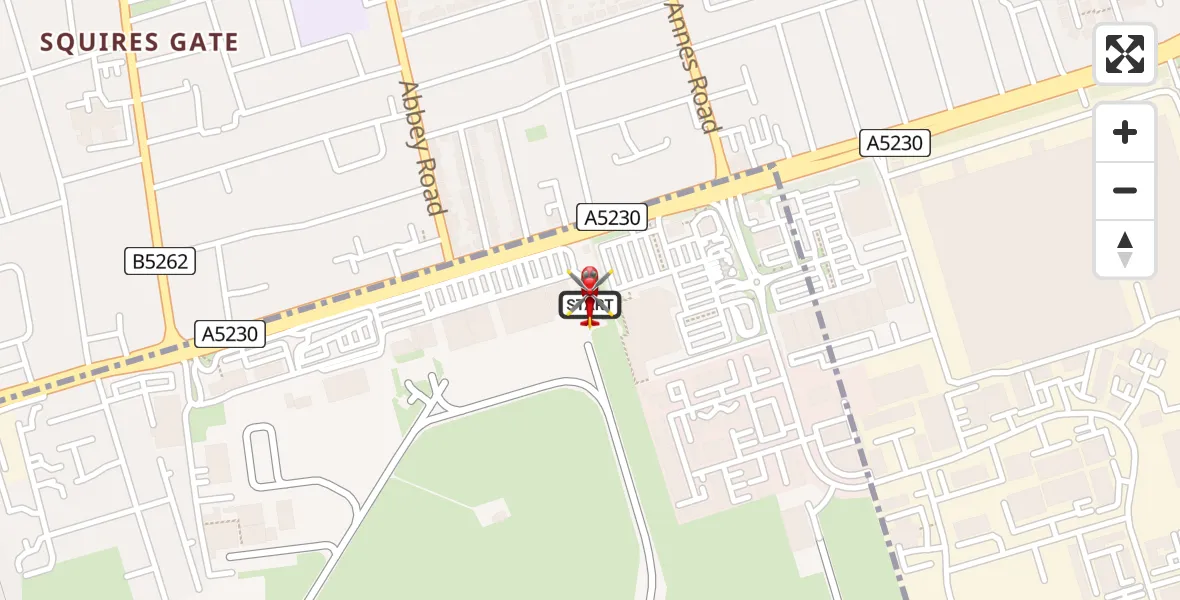 Flight route Air Ambulance Helicopter Blackpool Airport - Blackpool Airport, 09 August 2026, 18:47