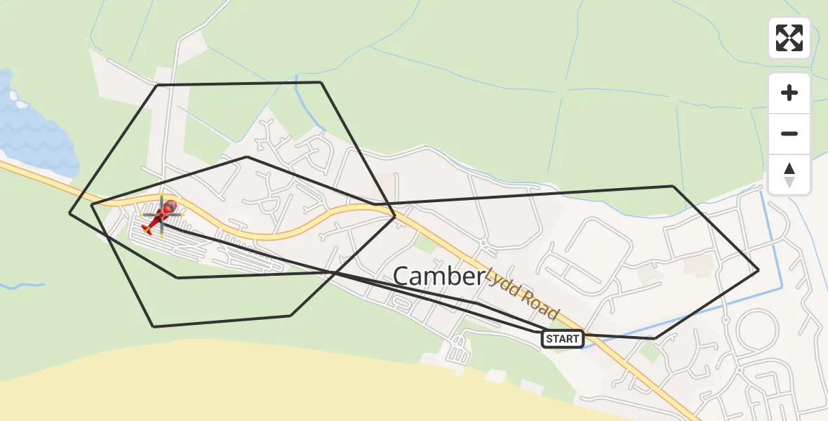Flight route Air Ambulance Helicopter Camber - Camber, 09 August 2026, 19:09