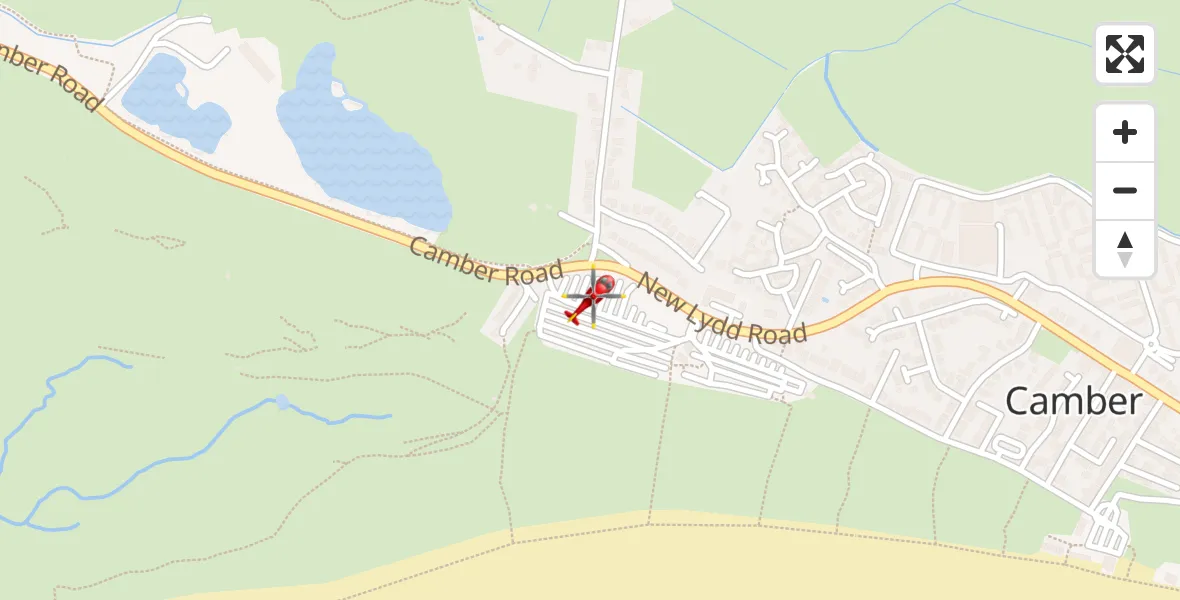 Flight route Air Ambulance Helicopter Camber - Camber, 09 August 2026, 19:17