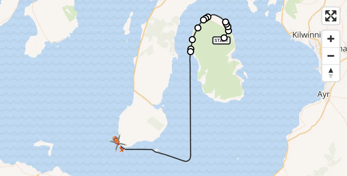 Flight route Coastguard Helicopter The Saddle - Inner Seas, 09 August 2026, 19:53