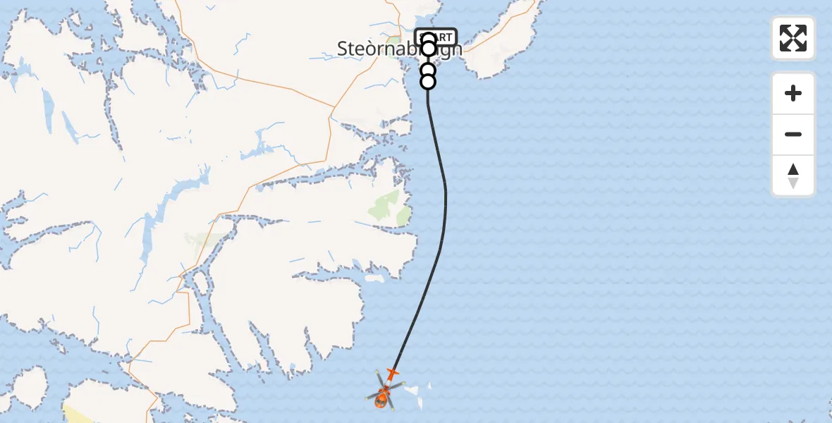 Flight route Coastguard Helicopter Stornoway Airport - Inner Seas, 10 August 2026, 01:33