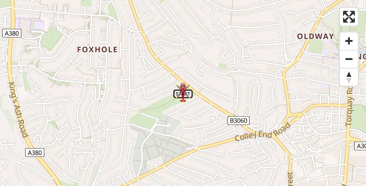 Flight route Air Ambulance Helicopter Paignton - Paignton, 10 August 2026, 09:05