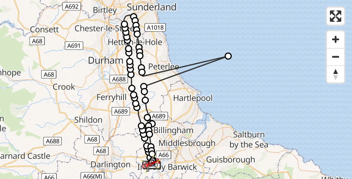 Flight route Air Ambulance Helicopter Egglescliffe - Egglescliffe, 10 August 2026, 09:32